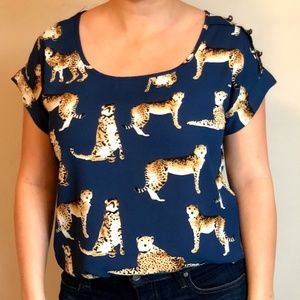 Blue Leopard Blouse